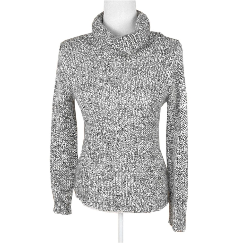 Berretti Cowl Neck Sweater Size M Marled Grey Mohair Wool Blend Made in Italy